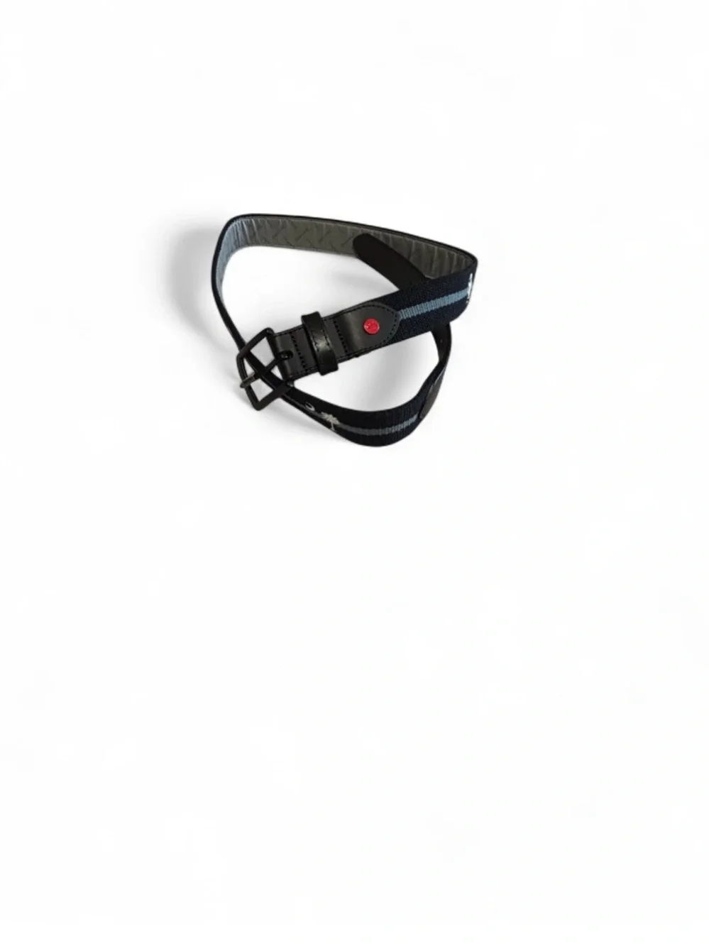 Men's Black Belt with Blue Stripe - Casual Webbing Strap